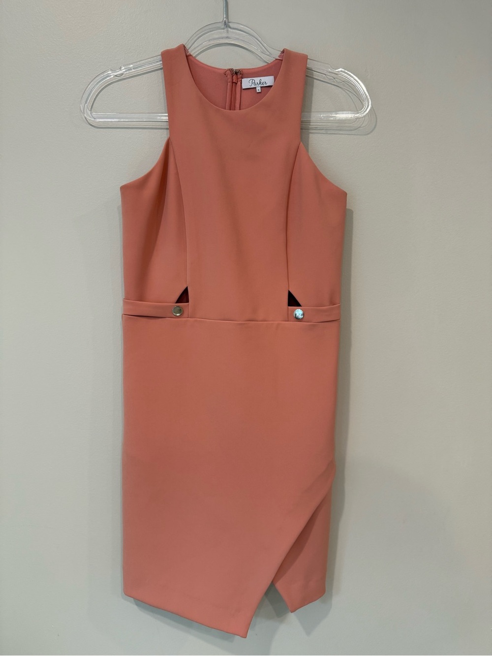 Parker Gigi Cutout Mini Dress Rosette Coral Pink Size Small Excellent Condition